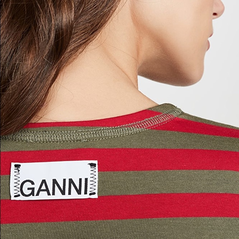 GANNI Striped Cotton Jersey Tee